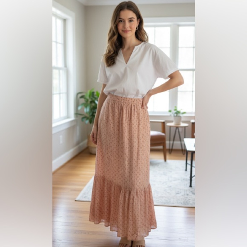 AUGUSTE THE LABEL Pink Prairie Style Maxi Skirt Size 4 US